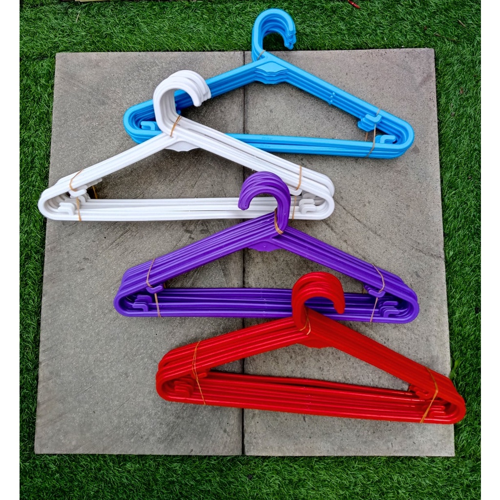 Hanger Warna / Hanger Putih / Gantungan baju Plastik Putih isi 12 PCS