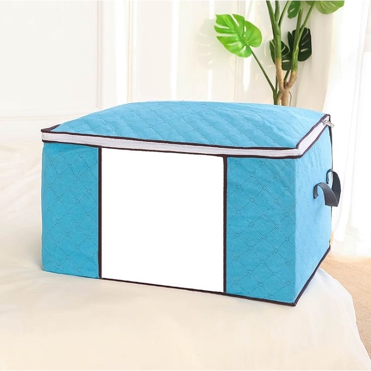 [TOYOU SHOP T05] BAMBOO STORAGE BOX | ORGANIZER BAG | TEMPAT PENYIMPANAN PAKAIAN DAN SELIMUT | TAS PENYIMPANAN | MENDATAR