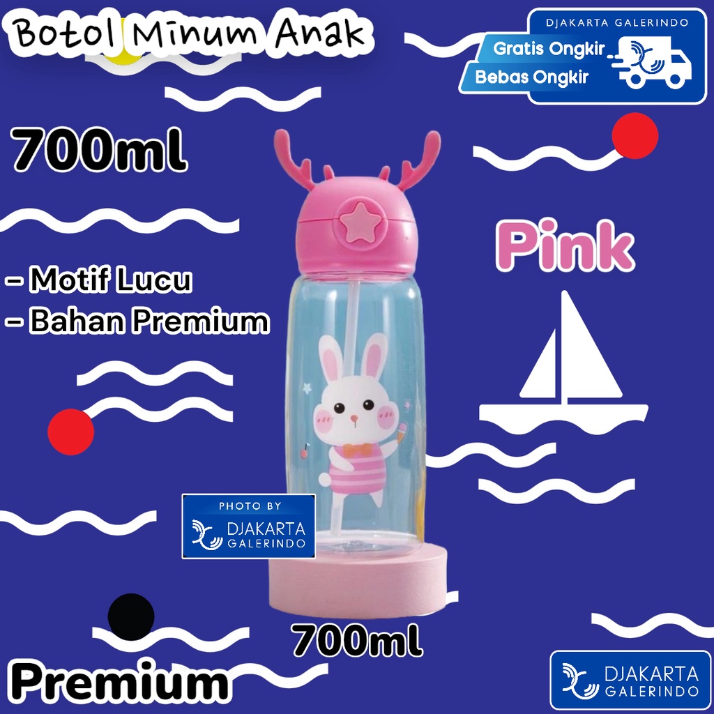 Botol Minum Anak Lucu Tanduk Rusa 700ml - 600ml - Free tali