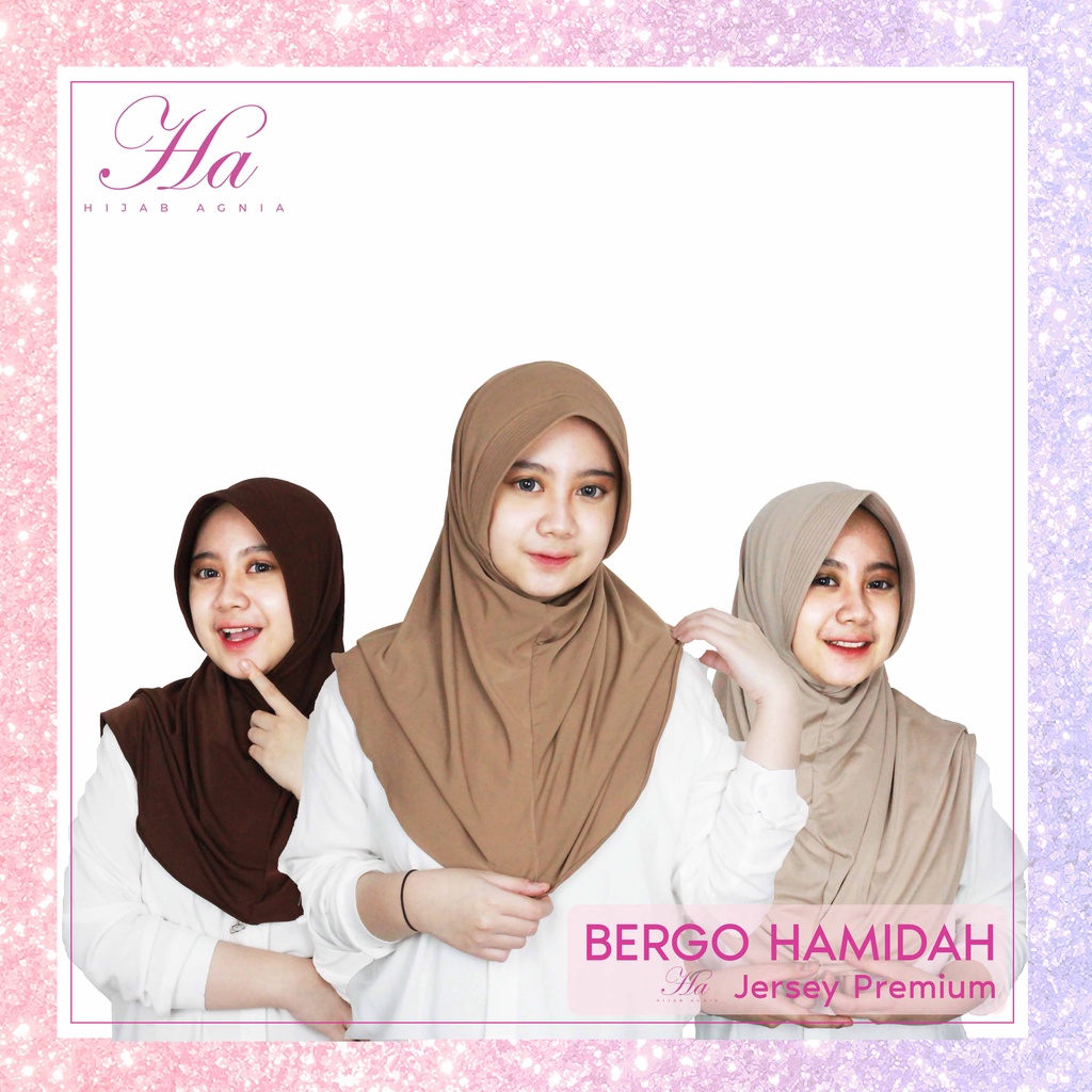 Jilbab Instan / Bergo Hamidah / Hijab Bergo Size L - Warna Lengkap