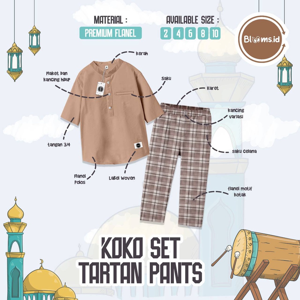 Setelan koko anak Tartan Pants by Blooms.id