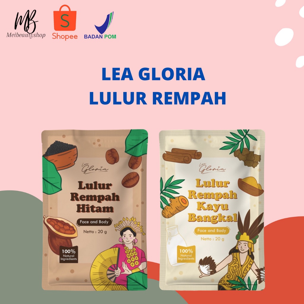 [BPOM] LULUR REMPAH LEA GLORIA 2IN1 FACE BODY 20GR LULUR BADAN REMPAH HITAM KAYU BANGKAL