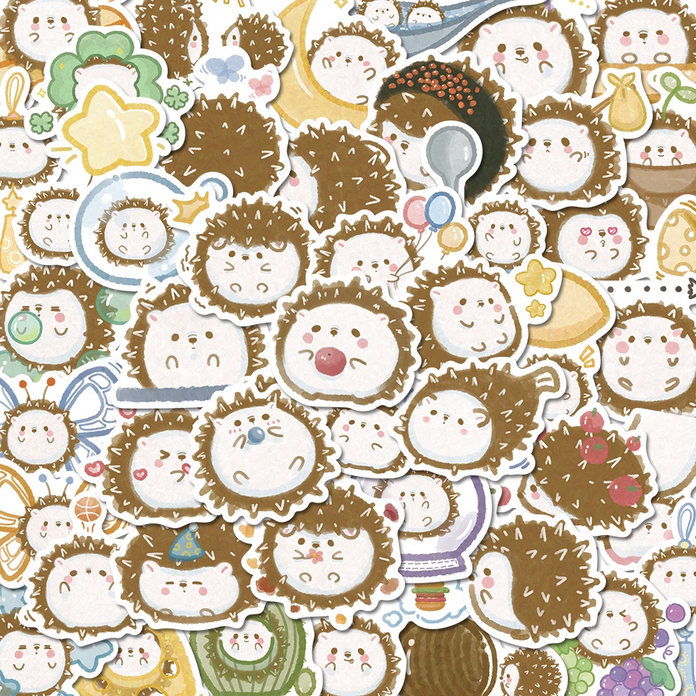 50pcs Hedgehog Cute Cartoon Waterproof Stickers Children's Funny Hand Account Water Cup Computer Decorative Decal