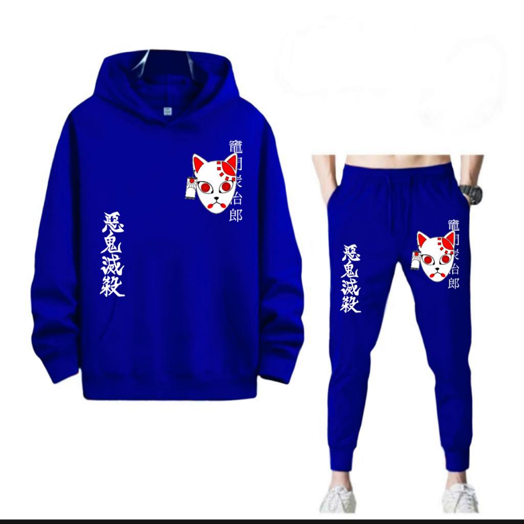 SETELAN PRIA HOODIE MODEL KIMETSU NO YAIBA ANIME DEMON SLAYER DAN CELANA JOGGER MURAH TERLARIS