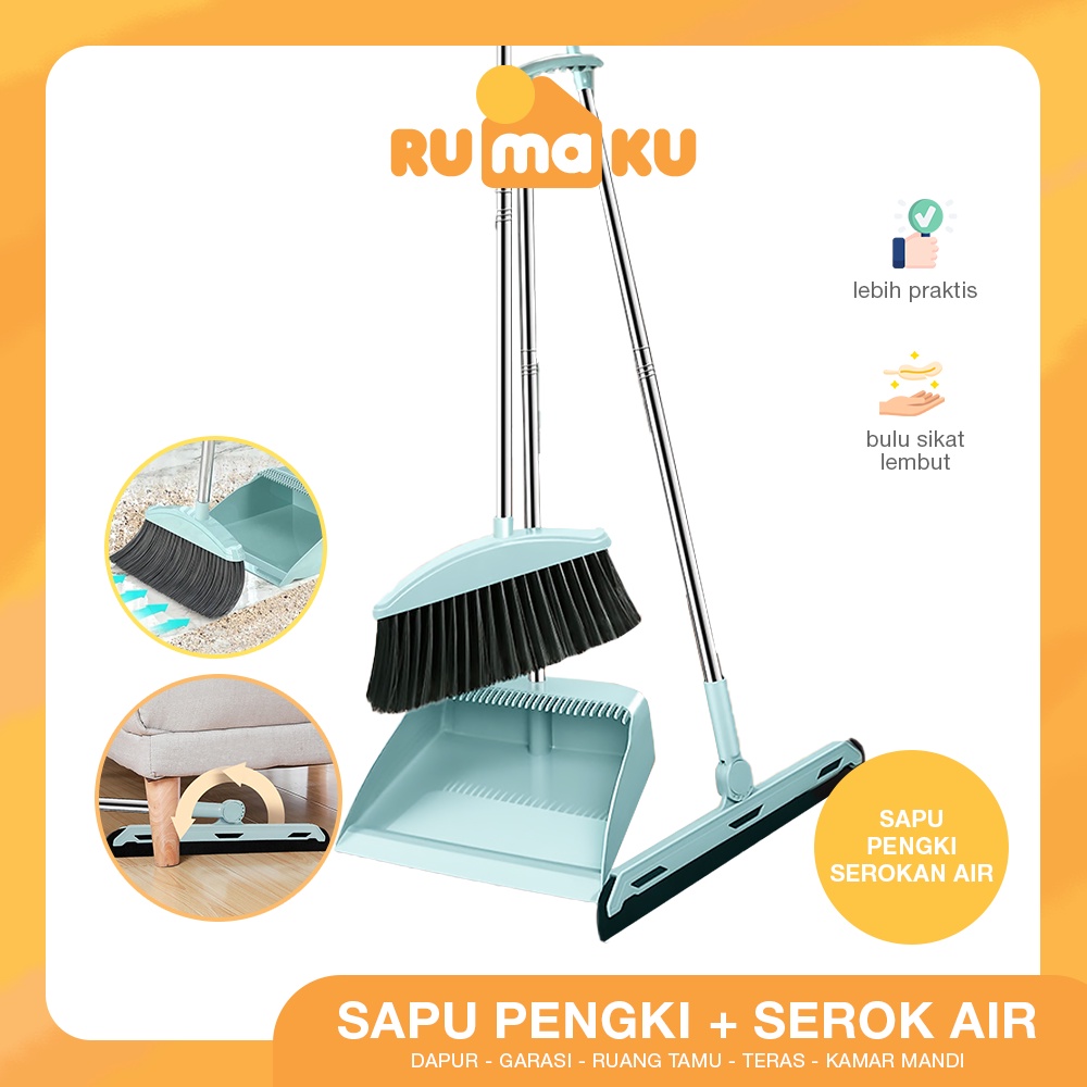 Rumaku Broom Set Dustpan Set Sapu Pengki Alat Pembersih Praktis Minty