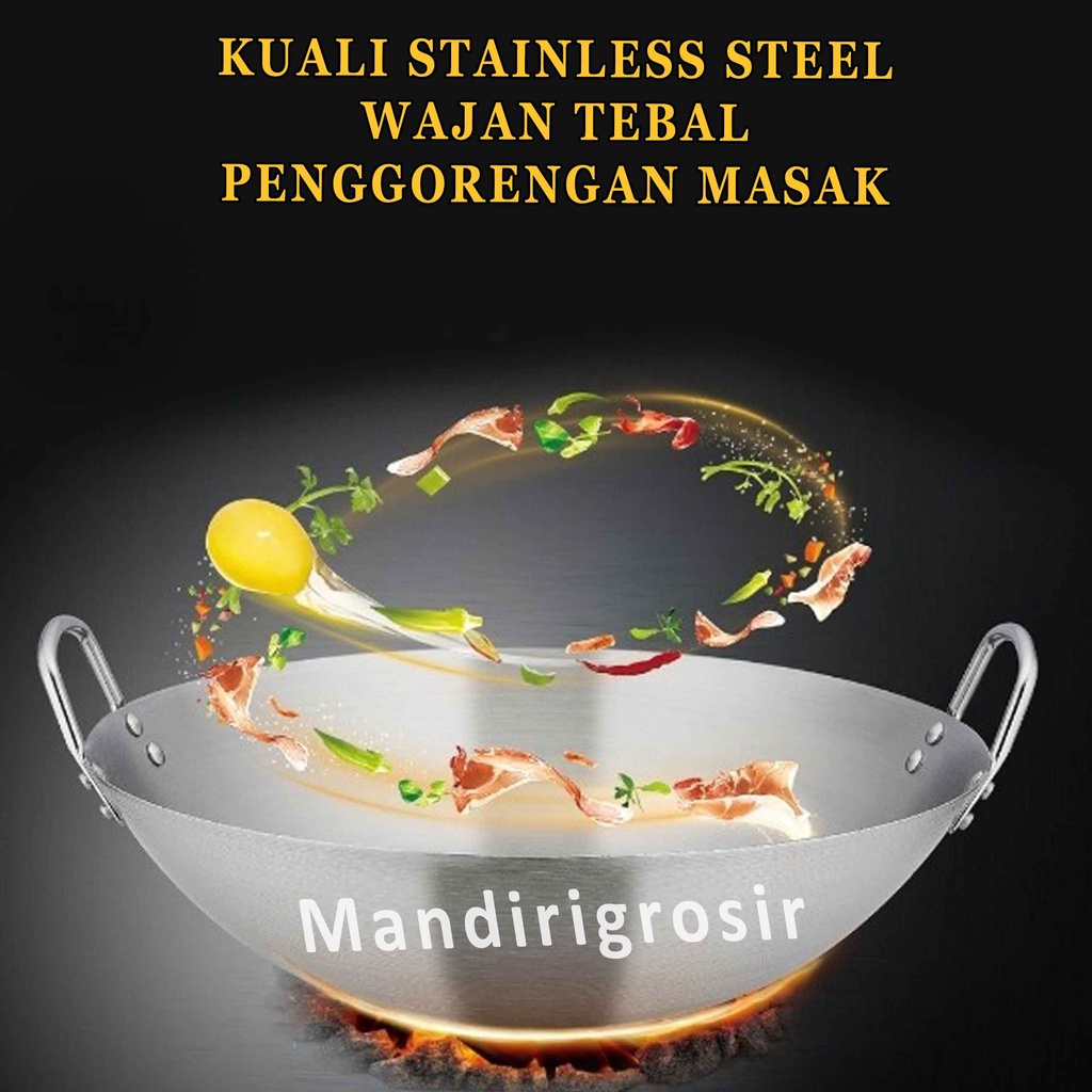 Wajan Tebal* Kuali Stainless* Penggorengan Masak* Anti Lengket Serbaguna