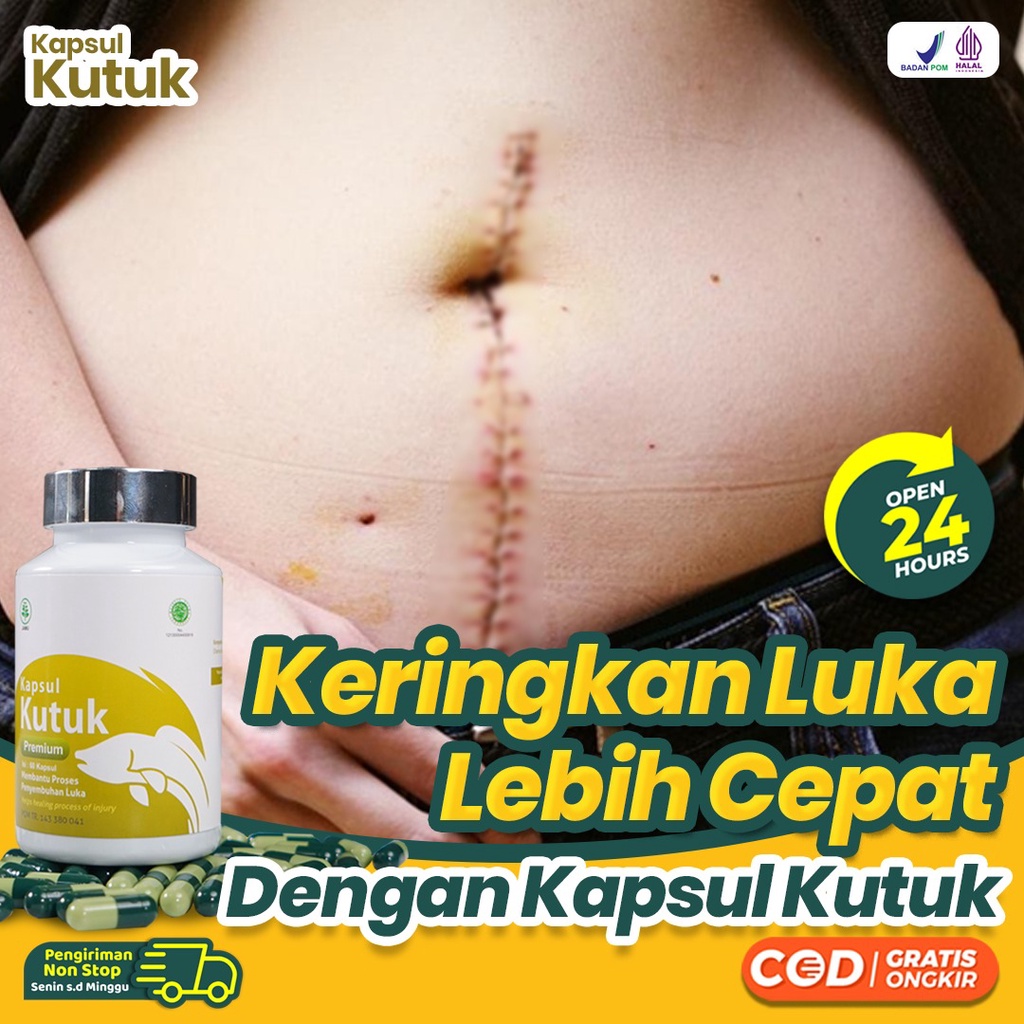 Kapsul Kutuk Khutuk - Original Kapsul Herbal Pengering Luka Diabetes Pasca Operasi Caesar Wasir Ekstrak Ikan Gabus Tingkatkan Daya Tahan Tubuh Isi 60 Kapsul