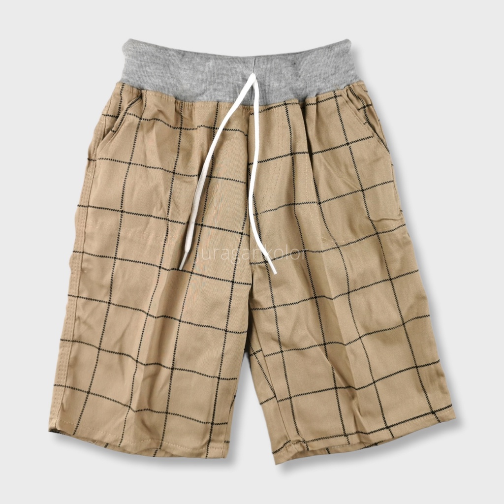 Celana Pendek Anak Cowok Laki-Laki Chino Distro Motif Kotak Tartan Katun Stretch