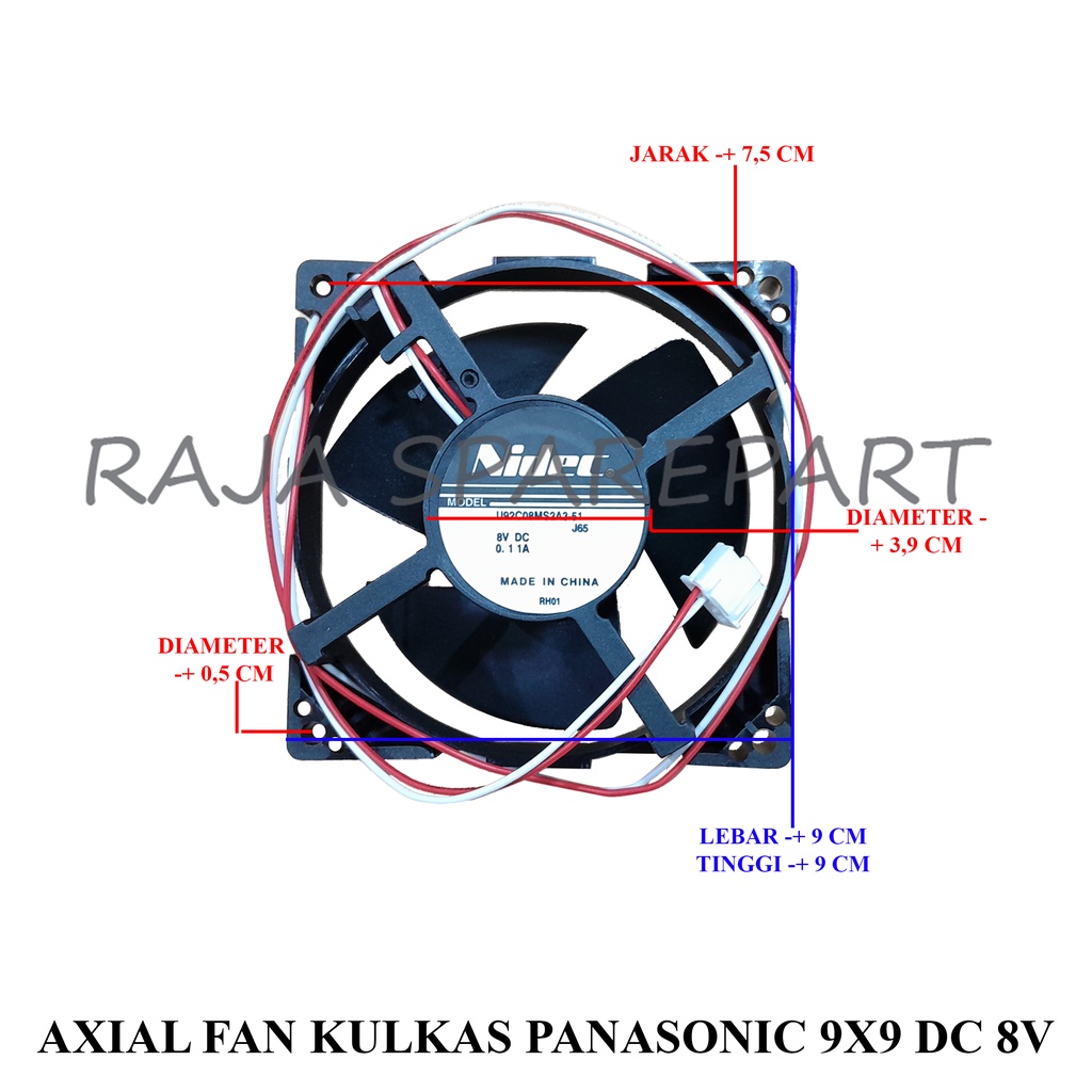 Kipas Angin Pendingin / Cooler Fan / Axial Fan DC 8V Kulkas Panasonic 9cm x 9cm NIDEC AFKP