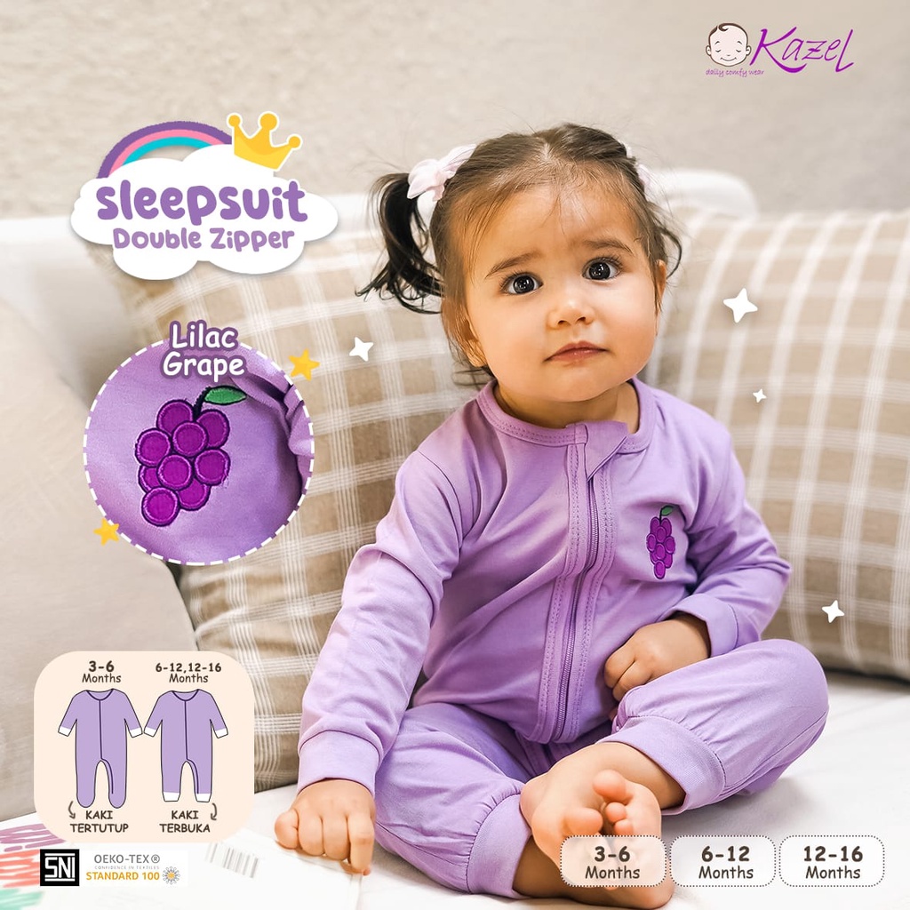 Kazel Sleepsuit Bordir Buka Kaki - Sleepsuit Unisex