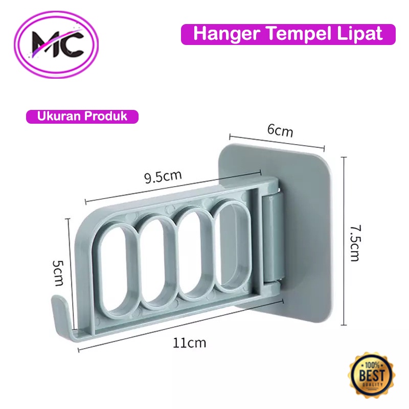 Gantungan Hanger Tempel Lipat Praktis Gantungan 4 Lubang Dan Kail Serbaguna Gantungan Plastik PVC Tempelan Dinding