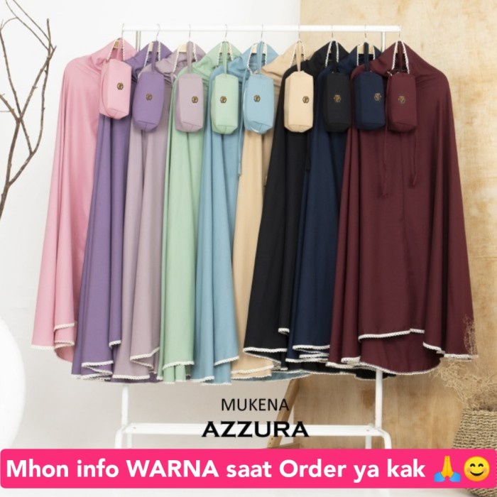 MUKENA DEWASA KATUN AZZURA 2IN1 POLOS TRAVELING 2 IN 1 TRAVEL AZURA