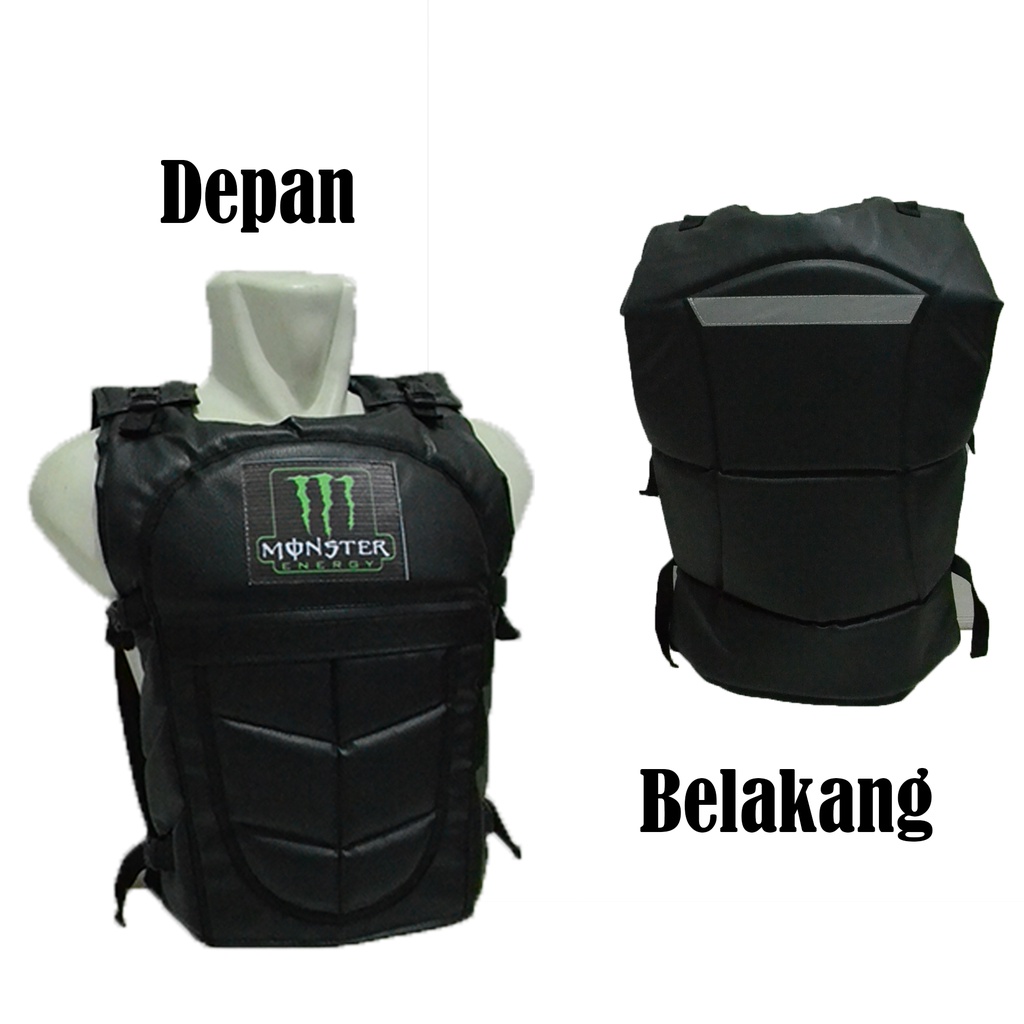 Rompi Motor Depan Belakang / Pelindung Dada / Body Protector Touring Bahan Kulit Sintetis Monster