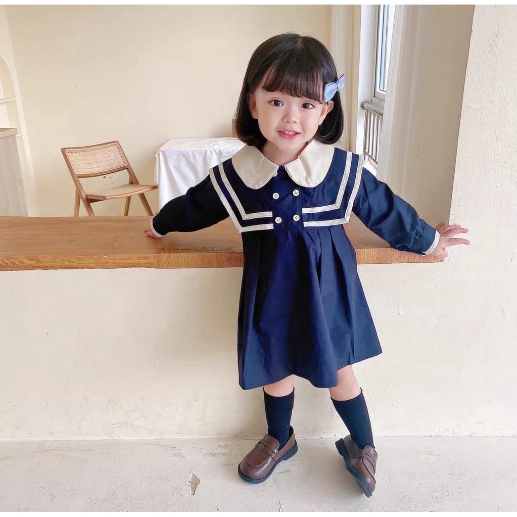 QFS - DRESS KIDS TIARA NAVY / UMUR-3-8 TH / TIARA KIDS / MODEL KOREAN LOOK / TERBARU / TERPOPULER