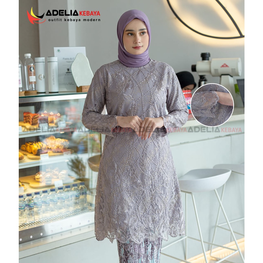 kebaya tunik erina - baju kebaya tulle bordir - model kebaya terlaris 2023 - stelan kebaya outif pesta dan kondangan