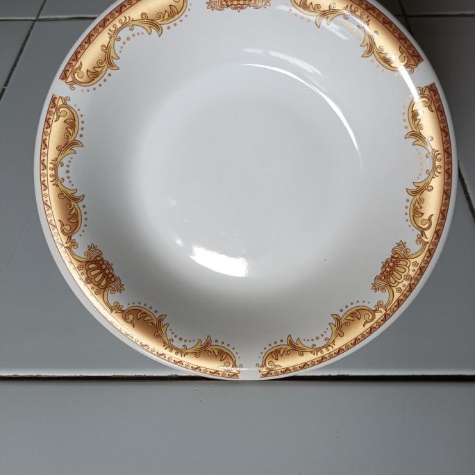 Piring Keramik Lucky Mahkota Emas 1 lusin/ 12pcs