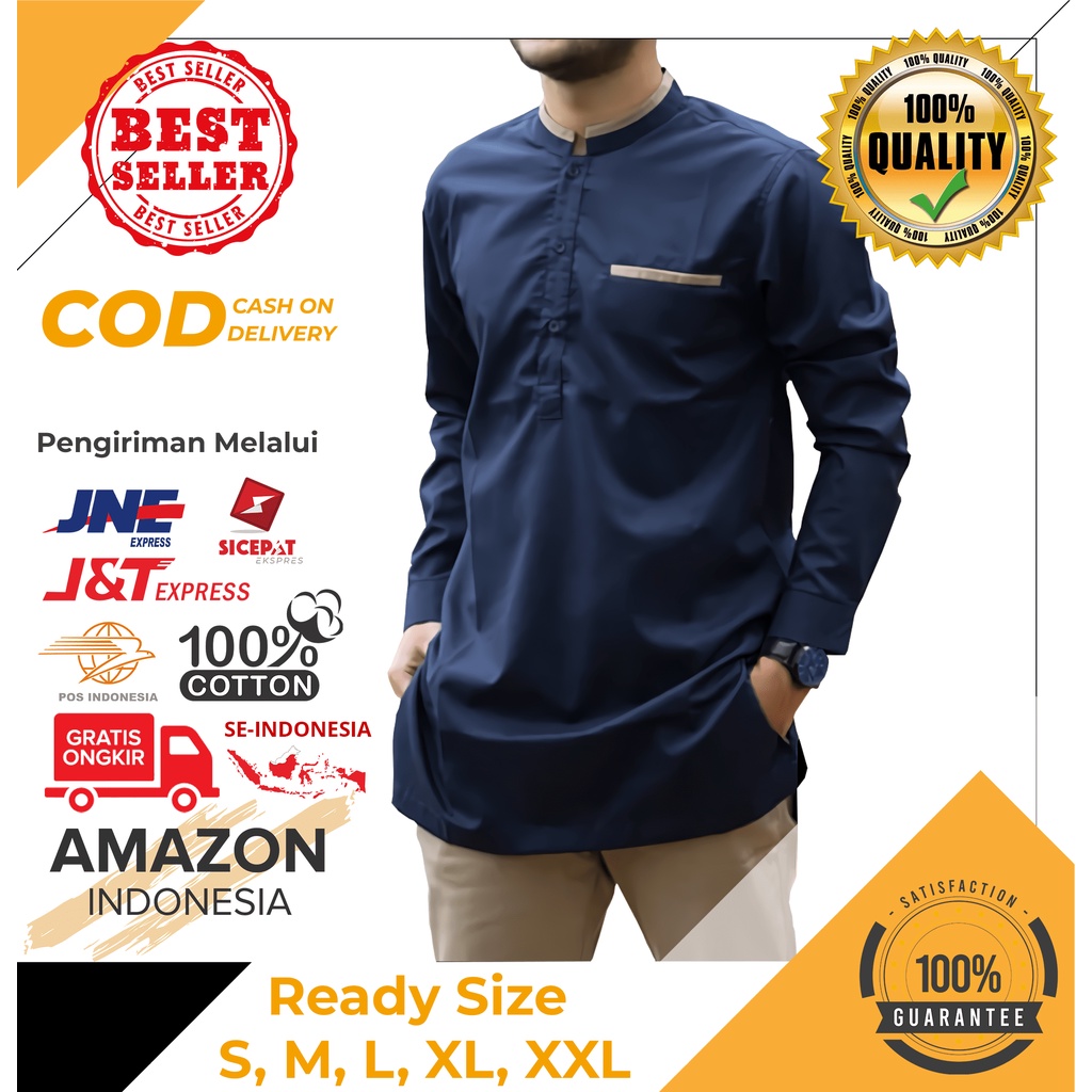 Baju Koko Pria Lengan Panjang Motif Polos Warna Navy Toyobo - Baju Koko Pria Dewasa - Busana Muslim Pria - Baju Lebaran Pria - Koko Pria Dewasa - Muslim Pria - Baju Kokoh - Baju Koko Batik - Koko Batik Pria - Alqorni - Baju Ramadhan - Seragam Hadroh