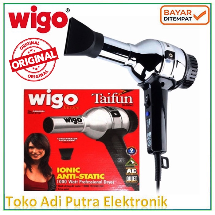 Wigo Taifun Hairdryer / Pengering Rambut Hair Dryer Europe Germany Ionic Anti Static - 1000W