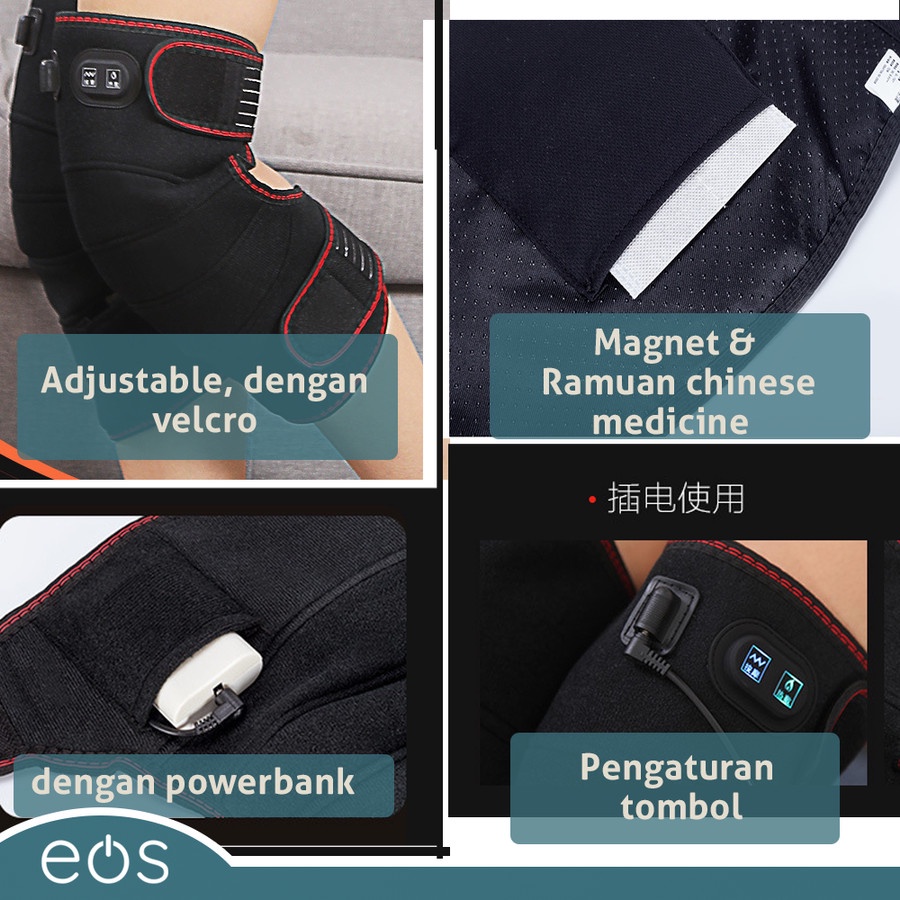 Alat pijat lutut elektrik sepasang kneepad + power bank 5000 mAh