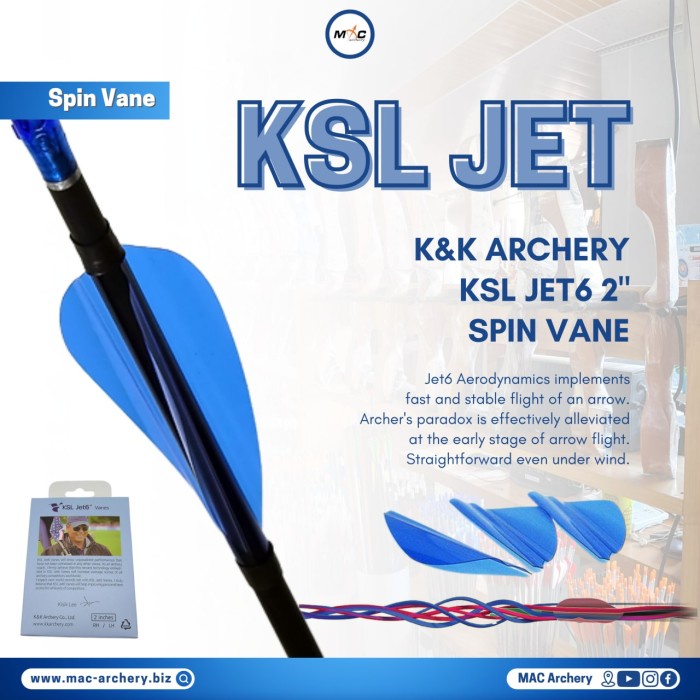 KSL JET 6 SPIN VANES ROUND VANES ARROW BUSUR PANAHAN ARCHEY