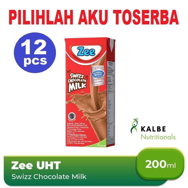 Susu ZEE UHT SWIZZ CHOCOLATE MILK 200 ML - (HARGA PAKET isi 12 kotak)