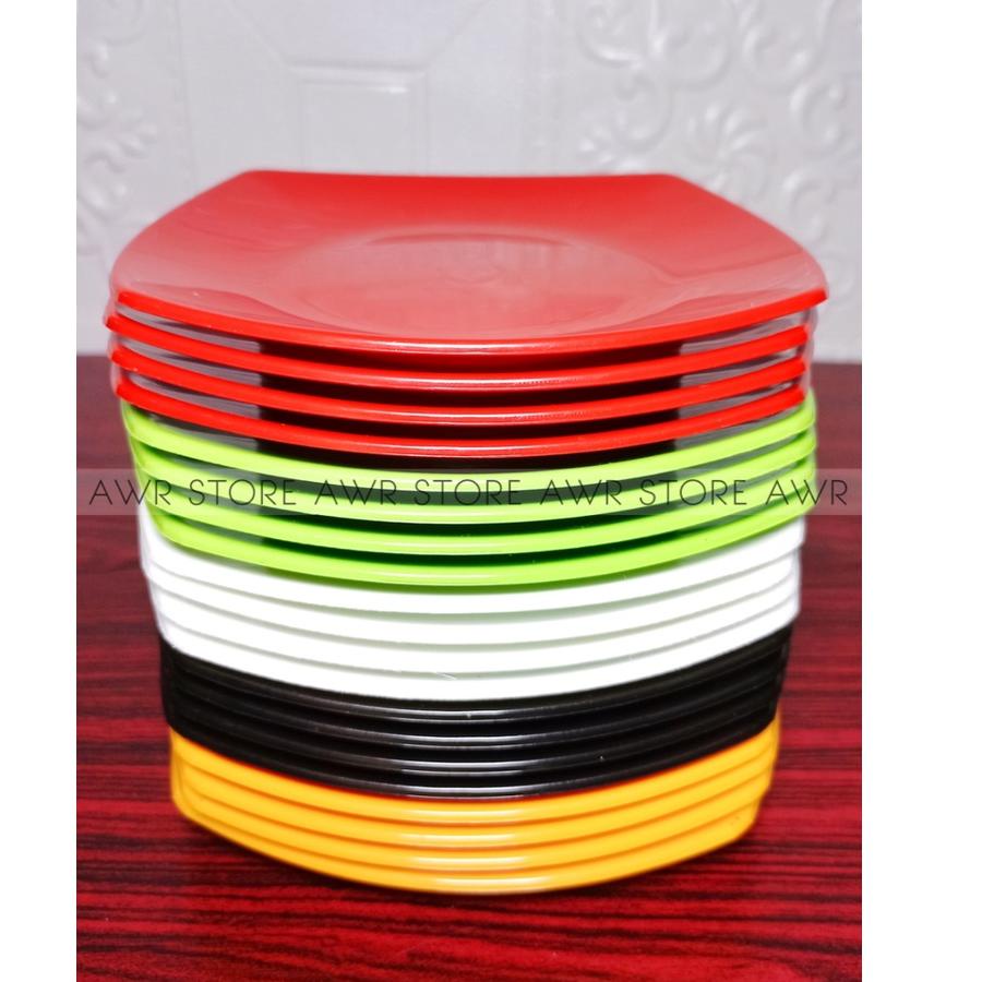 ❉ PROMO 1 LUSIN PIRING KOTAK DATAR SEMI MELAMIN 15CM ➼