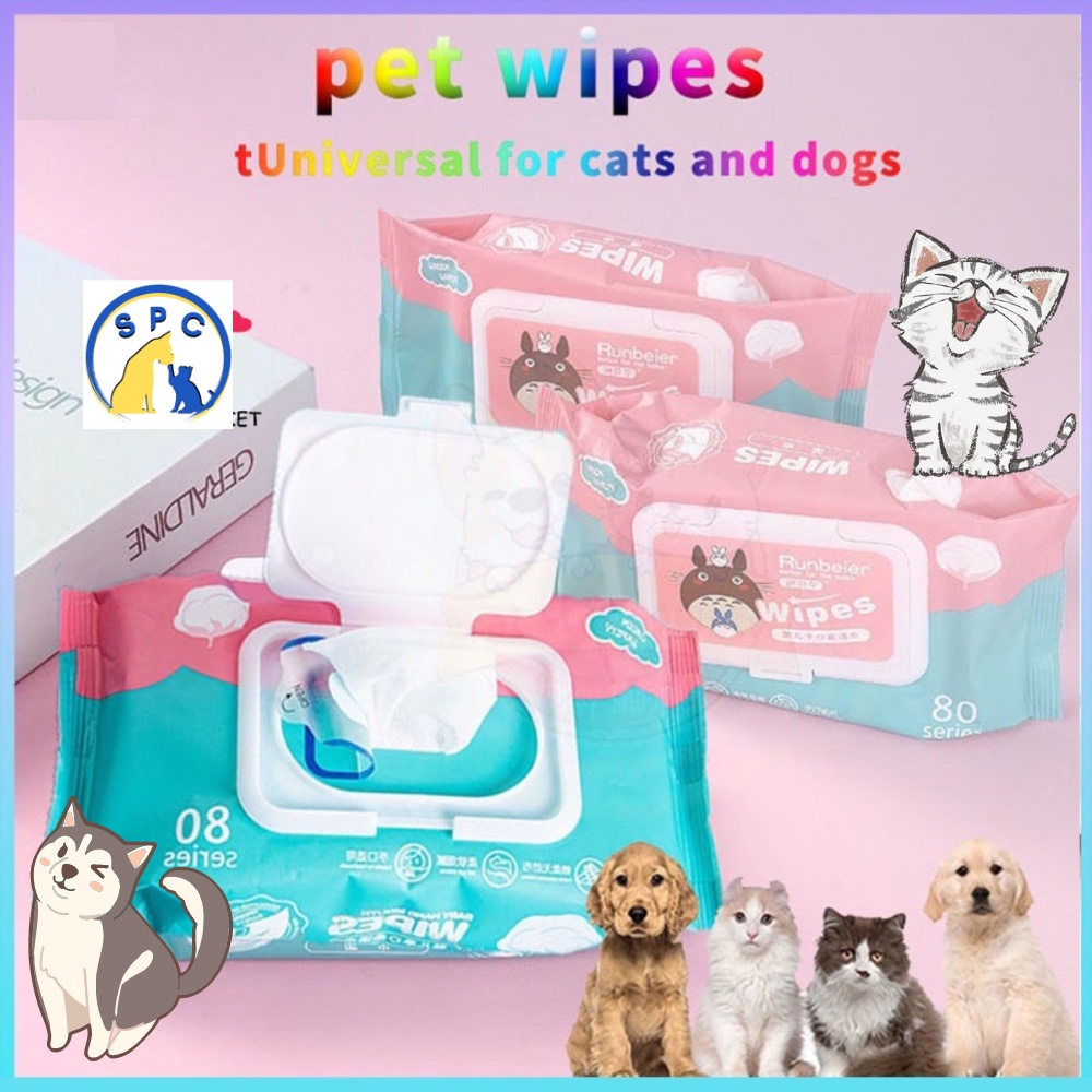 Pet Wipes 80pcs Tisu Basah Kucing Anjing Grooming Hewan Murah Handuk Tissue Tissu Wipe Perawatan