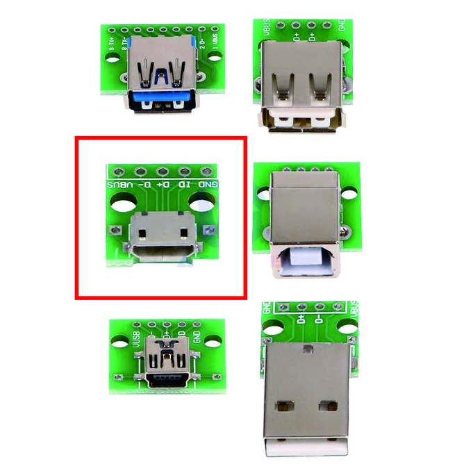 [HAEBOT] PCB Adapter Micro Mikro USB B Port Female DIP Socket Connector Breakout Converter Penghubung Board Papan DIP 2.54 mm Konektor