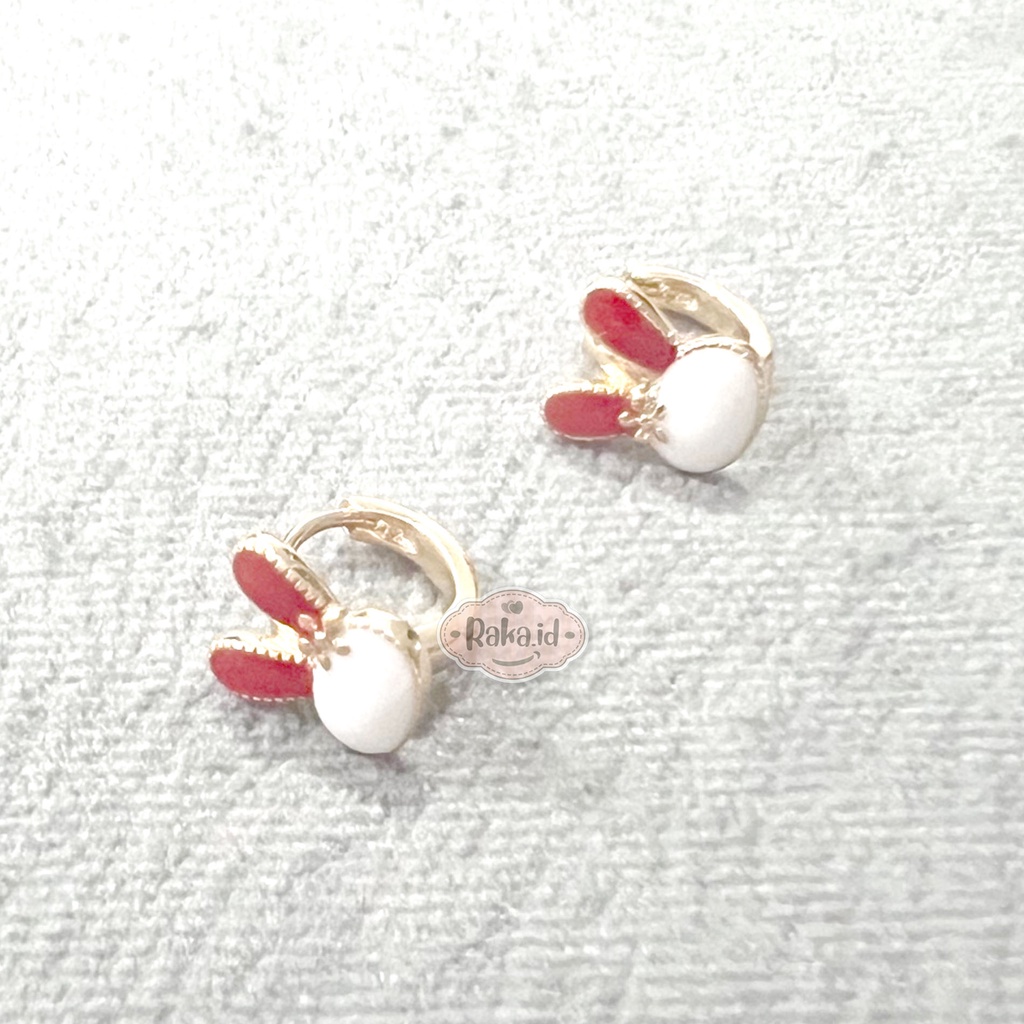 Anting Korean Style Anting Clip Bulat Motif Rabbit Kelinci Bunga 1268 1269