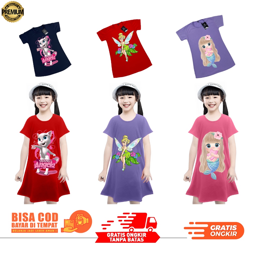 DASTER ANAK KARAKTER LUCU, DASTER ANAK LENGAN PENDEK, DRESS ANAK BERKARAKTER LUCU, DASTER ANAK KARAK