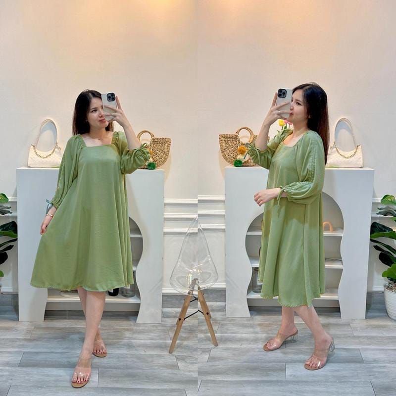 Paling Murah Daily Dress Lengan Pendek Dress Crinkle Airflow Premium Atasan Wanita Kekinian Dress Masayu Yang VIRAL