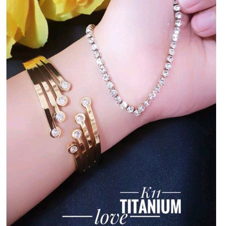 Set Gelang Kalung Fuji Titanium Gold 803a5