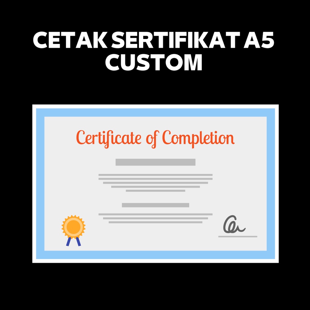 [A5] Cetak Sertifikat A5 Ivory 230g / Piagam Murah Custom Desain Berbagai Ukuran