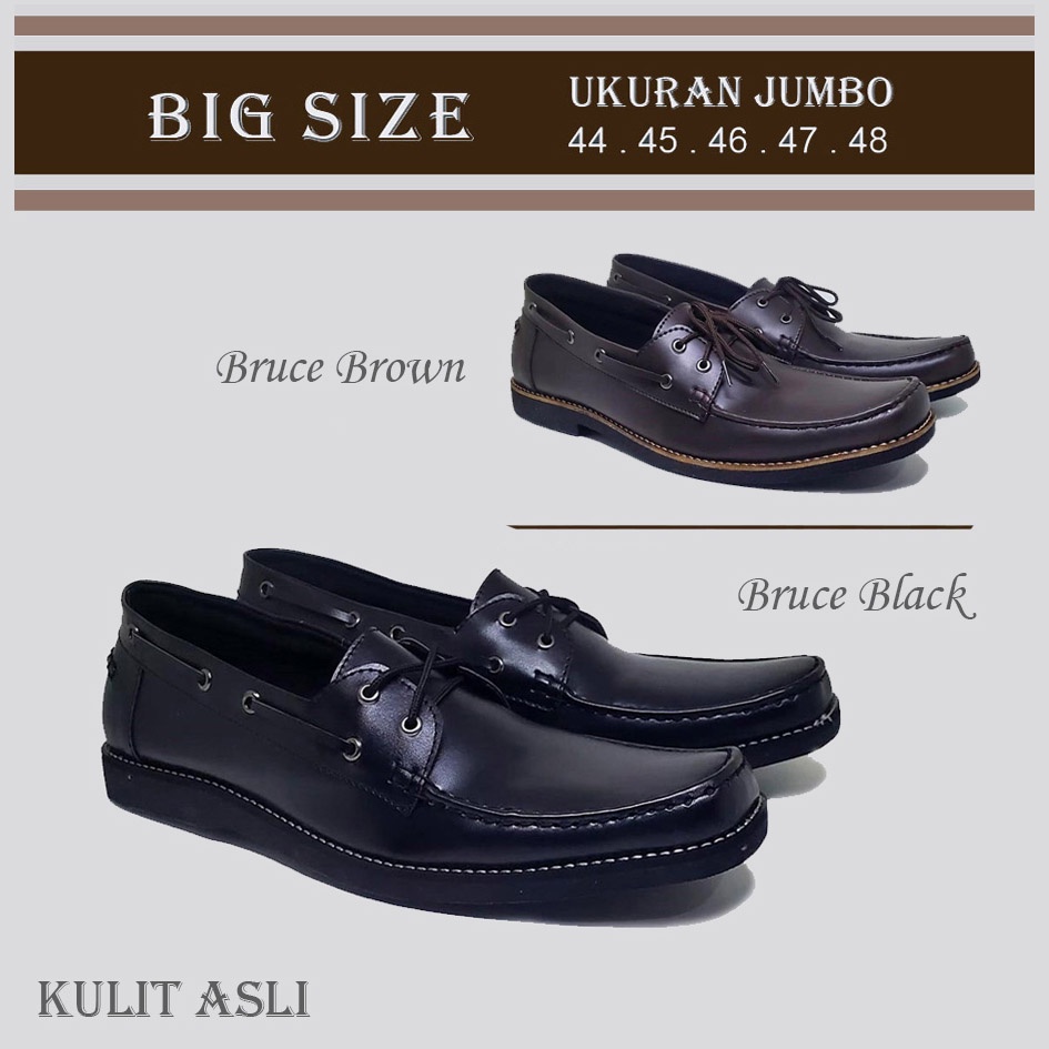 BRUCE X ZAGIB | Sepatu Pria Formal Slip Big Size 44-45-46-47-48 Pantofel Tali Kantoran Meeting Ukuran Jumbo