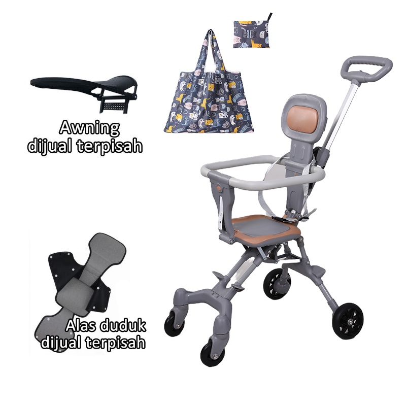 FLYBB Magic Stroller Baby 2 Way Travel Lightweight Foldable-01 Biru+semua+tas