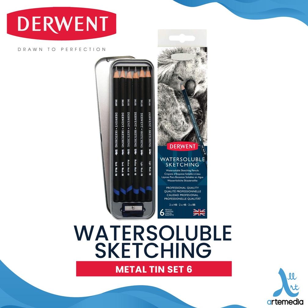 

Pensil Gambar Derwent Sketching Watersoluble Pencil 6 Metal Tin