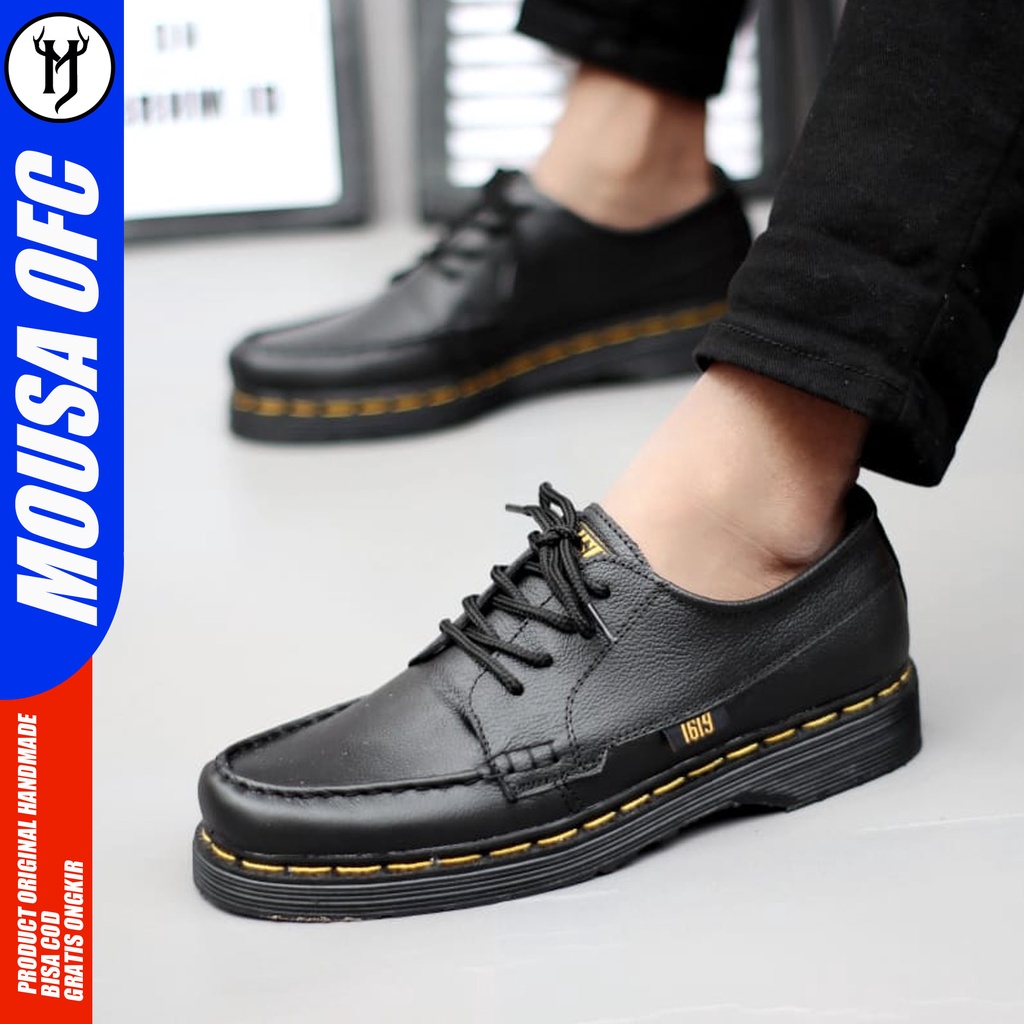 Sepatu Formal Docmart Pria Pantofel Kulit Asli Hitam Mousa Bima