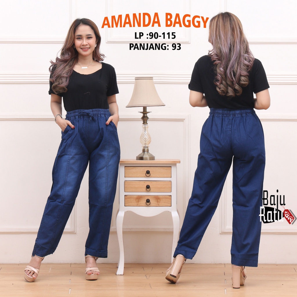 AMANDA BAGGY JEANS NAVY KEKINIAN TERBARU / CELANA BAGGY JEANS