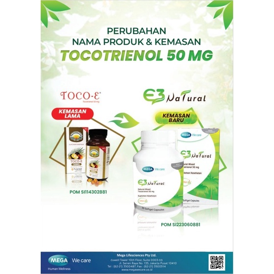 E3 Natural - Naturalle Toco E 50 mg Isi 30 Soft Gel