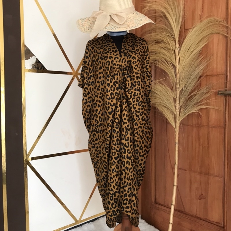 KAFTAN BATIK ETNIK LEOPARD HOMEDRESS LEBARAN RAYON ALLSIZE-BIGSIZE