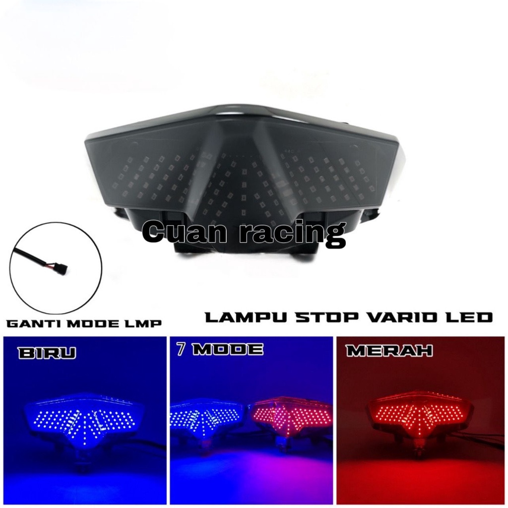 lampu rem stoplamp led running 10 mode vario led new 2018 - 2023 fullset batok mika smoke soket PNP