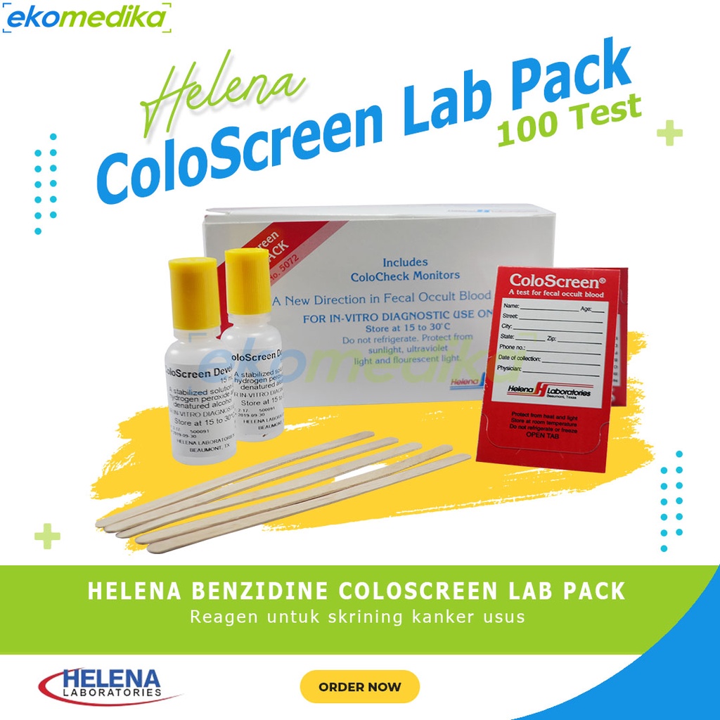 Coloscreen Lab Pack 100 T HELENA Benzidine ED 04/2027 (Feses Darah)