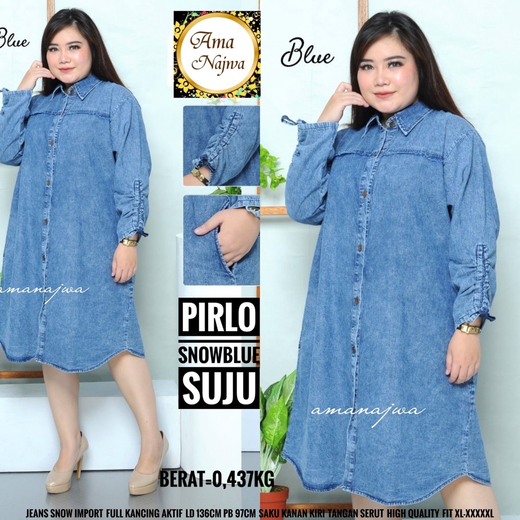 Tunik Wanita Terbaru Model Kekinian Tunik Remaja Import Quality Size XXXL LD136 cm matt Jeans Wash S