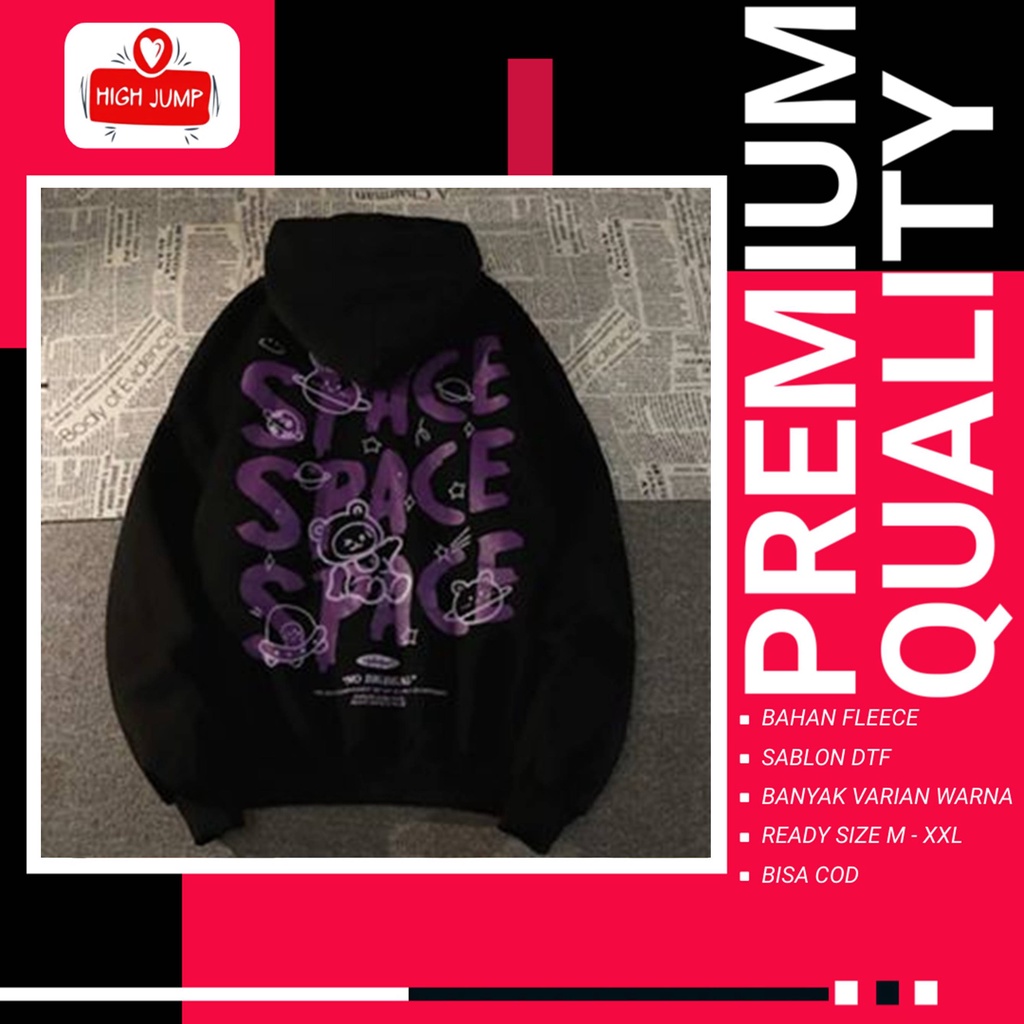 Suiter Hoodie Cowok Cewek Unisex SPACE FONT Sweater Hudy Distro Jemper Pria Wanita Sweeter Hody Kere