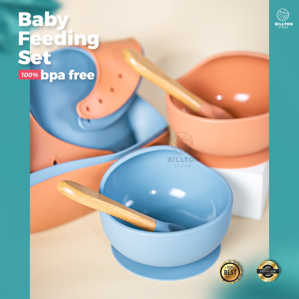Mangkok Bayi Set Sendok Bib Food Grade BPA Free
