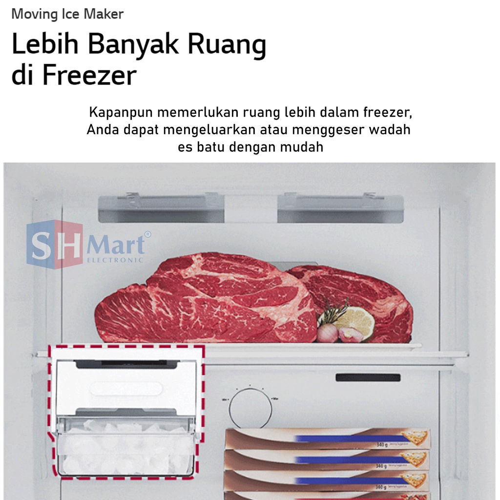 KULKAS 2 PINTU LG KAPASITAS 243 LITER GV-B242PLGB / GV-B242PXGB SMART INVERTER KOMPRESSOR GARANSI RESMI