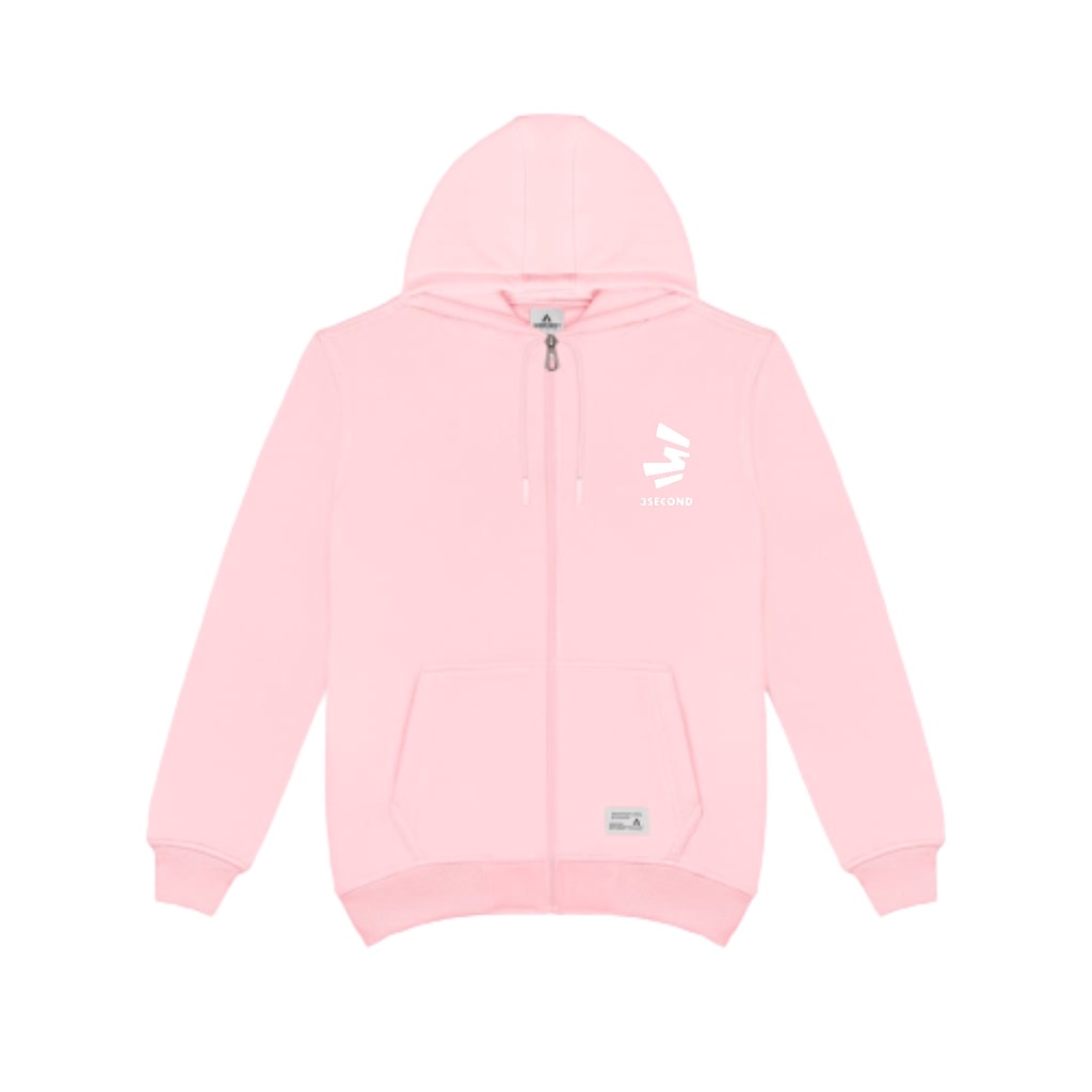 Three Second Zipper Hoodie Litle Logo Pink