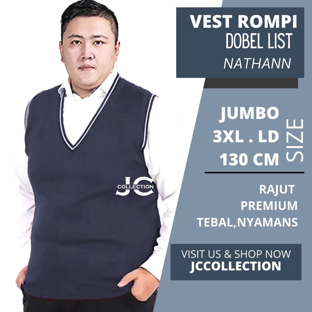 Vest Rompi Pria Rajut Jumbo 3XL Big Size / Rompi Jumbo 3XL List Nathann - JCCollections