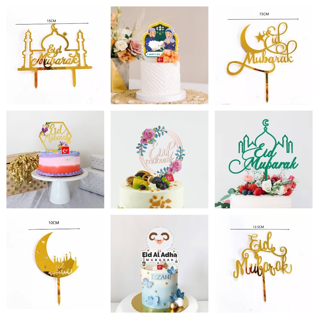 Toper Tusukan Topper Cake Tusuk Penghias Kue Idul Fitri Eid Mubarak