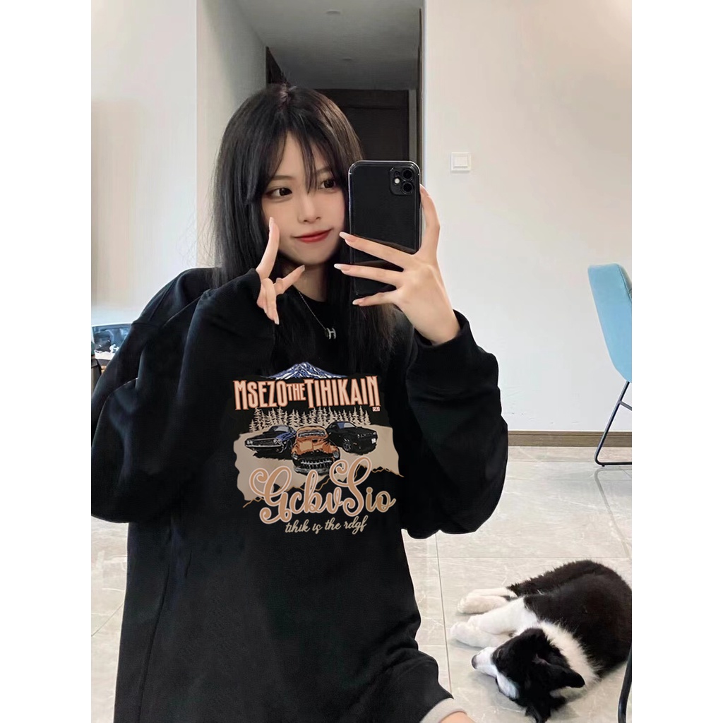 Sweater car  kaos oversize baju korean style wanita/atasan kaos wanita lengan panjang